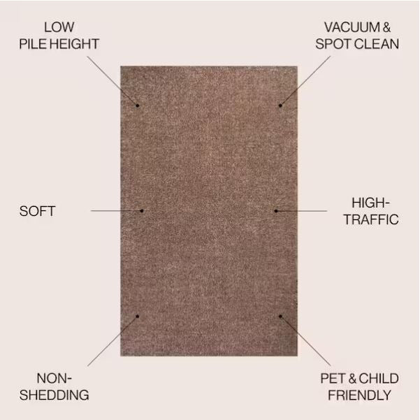 Haze Solid Low-Pile Brown 9 ft. x 12 ft. Area Rug