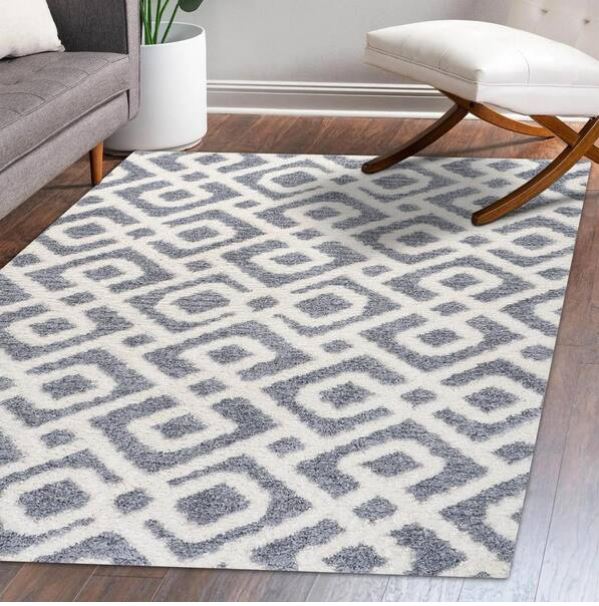 Astrid Retro Cream/Gray 8 ft. x 10 ft. Trellis High-Low Area Rug