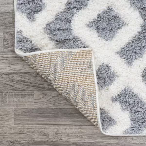 Astrid Retro Cream/Gray 8 ft. x 10 ft. Trellis High-Low Area Rug