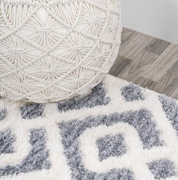 Astrid Retro Cream/Gray 8 ft. x 10 ft. Trellis High-Low Area Rug