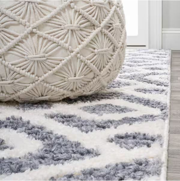 Astrid Retro Cream/Gray 8 ft. x 10 ft. Trellis High-Low Area Rug