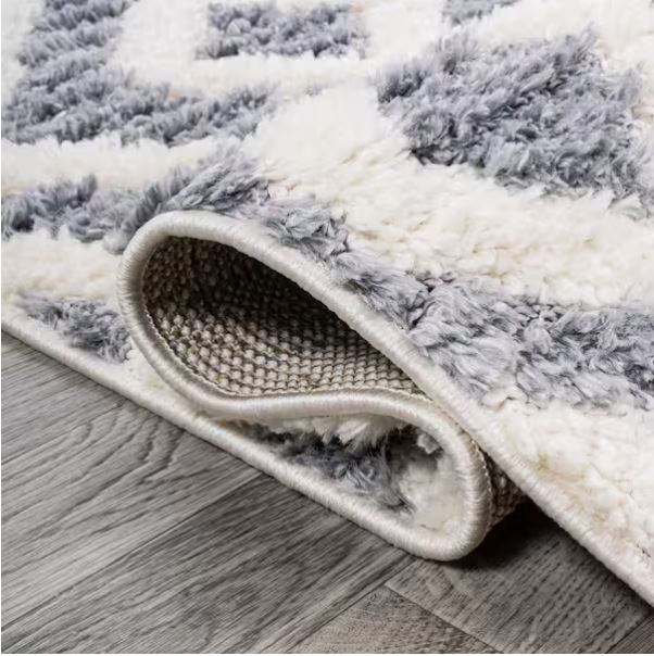Astrid Retro Cream/Gray 8 ft. x 10 ft. Trellis High-Low Area Rug