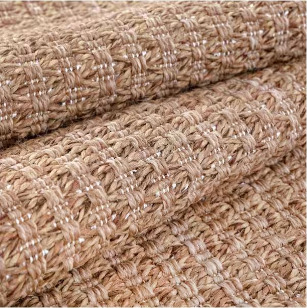 Natural 9 ft. x 12 ft. Wooly Easy Jute Washable Indoor Outdoor Area Rug