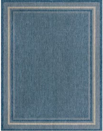Outdoor Soft Border Blue 9' 0 x 12' 0 Area Rug