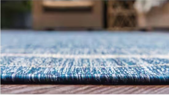 Outdoor Soft Border Blue 9' 0 x 12' 0 Area Rug