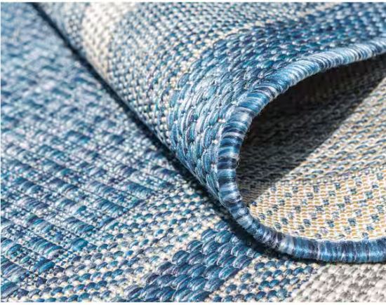 Outdoor Soft Border Blue 9' 0 x 12' 0 Area Rug