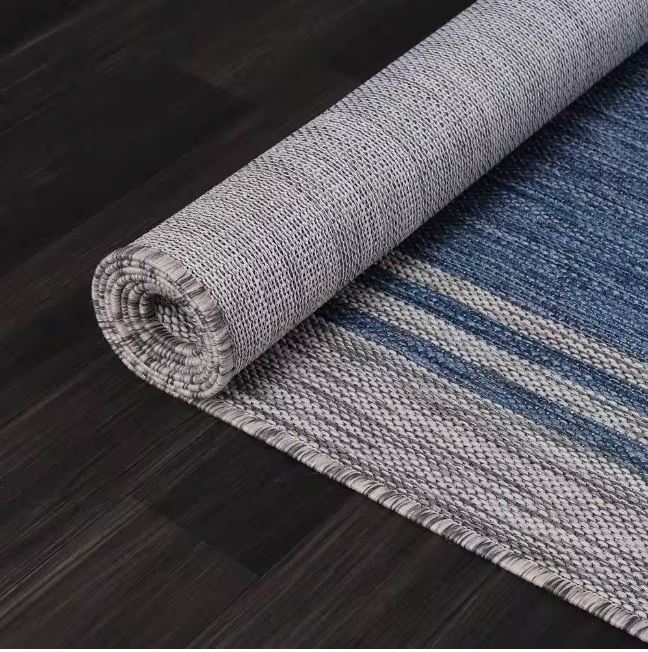 8 X 10 Azure Silver Aloha Washable Bordered Indoor Outdoor Area Rug