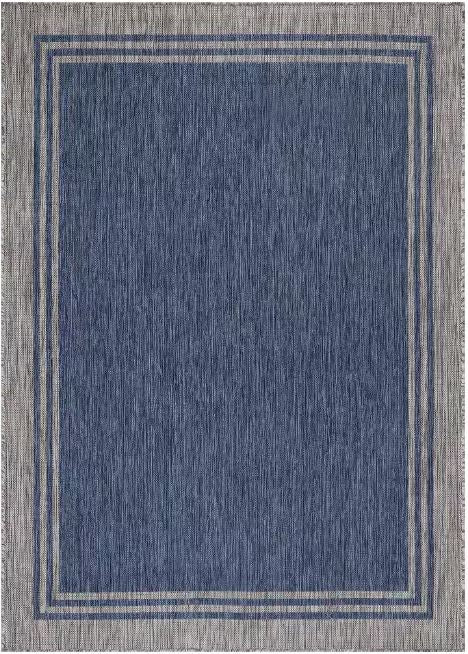 8 X 10 Azure Silver Aloha Washable Bordered Indoor Outdoor Area Rug
