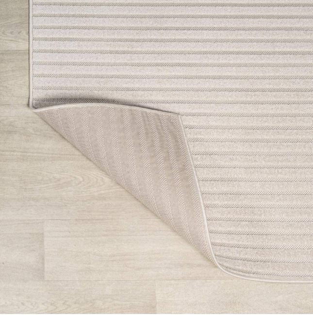 Aarhus High-Low Minimalist Scandi Striped Ivory/Cream 3 ft. x 5 ft. Indoor/Outdoor Area Rug