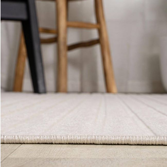 Aarhus High-Low Minimalist Scandi Striped Ivory/Cream 3 ft. x 5 ft. Indoor/Outdoor Area Rug