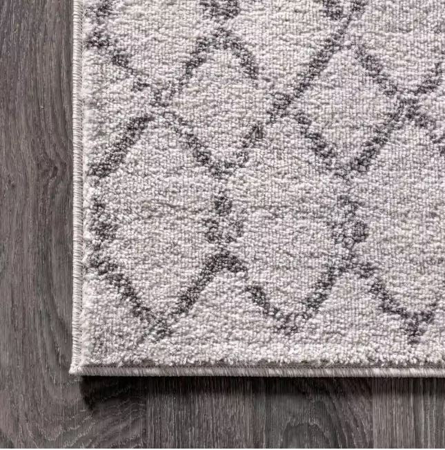 Moroccan Hype Boho Vintage Diamond Cream/Gray 8 ft. x 10 ft. Distressed Area Rug