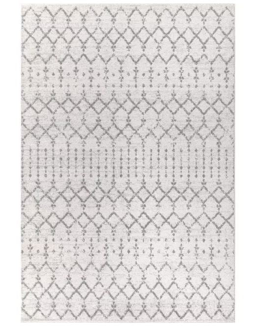 Moroccan Hype Boho Vintage Diamond Cream/Gray 8 ft. x 10 ft. Distressed Area Rug
