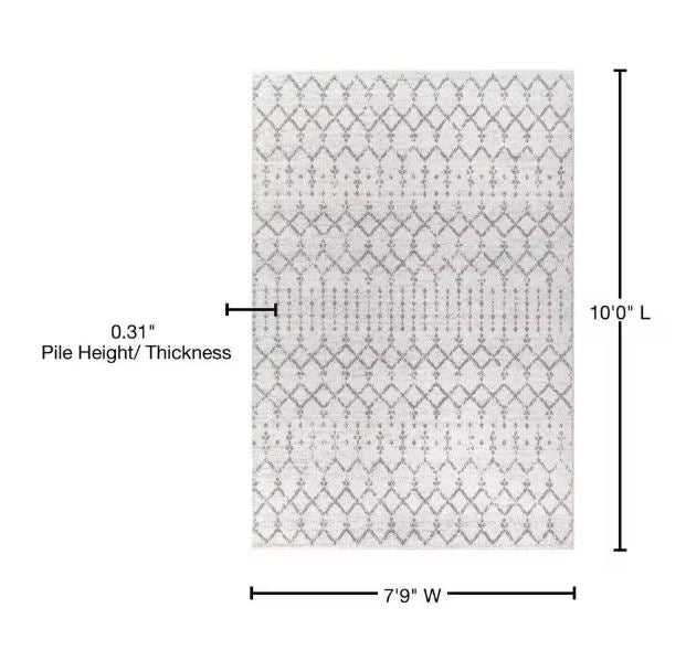 Moroccan Hype Boho Vintage Diamond Cream/Gray 8 ft. x 10 ft. Distressed Area Rug