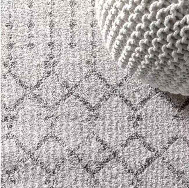 Moroccan Hype Boho Vintage Diamond Cream/Gray 8 ft. x 10 ft. Distressed Area Rug