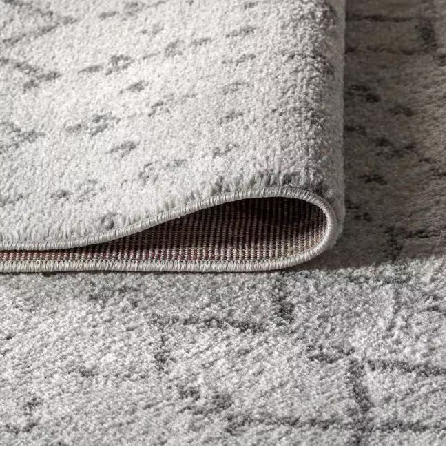 Moroccan Hype Boho Vintage Diamond Cream/Gray 8 ft. x 10 ft. Distressed Area Rug