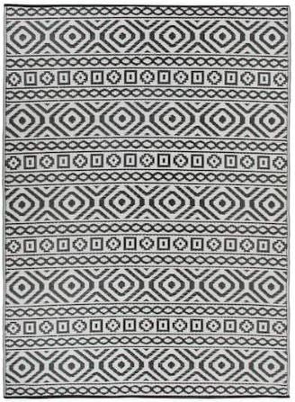 Hawaii Black 8 ft. x 10 ft. Contemporary Geometric Reversible Plastic Outdoor Area Rug