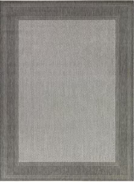 Gray 8 x 10 Border Indoor/Outdoor Area Rug