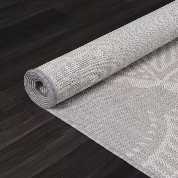 Waikiki Grey/White 8 ft. x 10 ft. Medallion Indoor/Outdoor Area Rug