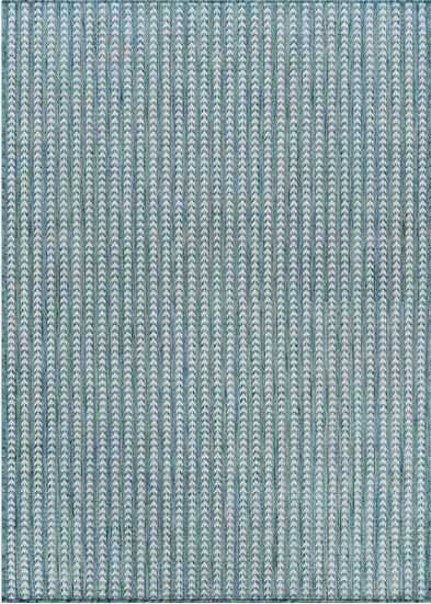 Arrow Aqua 8 ft. x 10 ft. Chevron Striped Washable Indoor Outdoor Area Rug