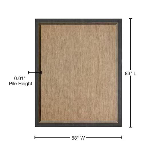Terrace Black 5 ft. x 7 ft. Border Indoor/Outdoor Area Rug