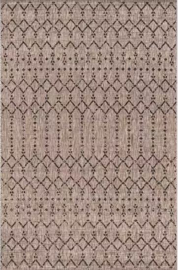 Ourika Moroccan Geometric Textured Weave Natural/Black 5 ft. x 8 ft. Indoor/Outdoor Area Rug