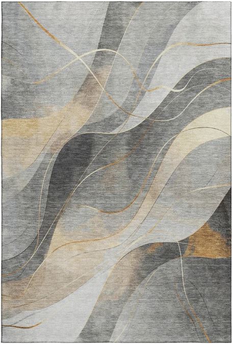 Premium Washable Super Soft Modern Waves Mayfield Rug - Gray - 5' x 7'6"