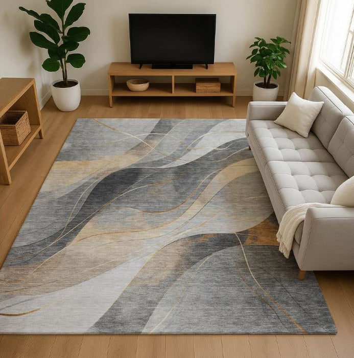 Premium Washable Super Soft Modern Waves Mayfield Rug - Gray - 5' x 7'6"