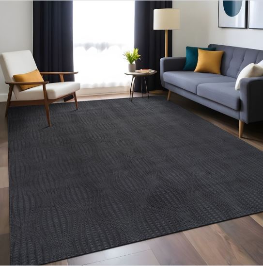 Beverly Rug Serenity Solid Modern Non Slip Soft Indoor Area Rug - 5X7 - Dark Gray