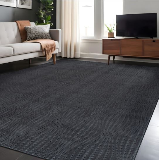 Beverly Rug Serenity Solid Modern Non Slip Soft Indoor Area Rug - 5X7 - Dark Gray