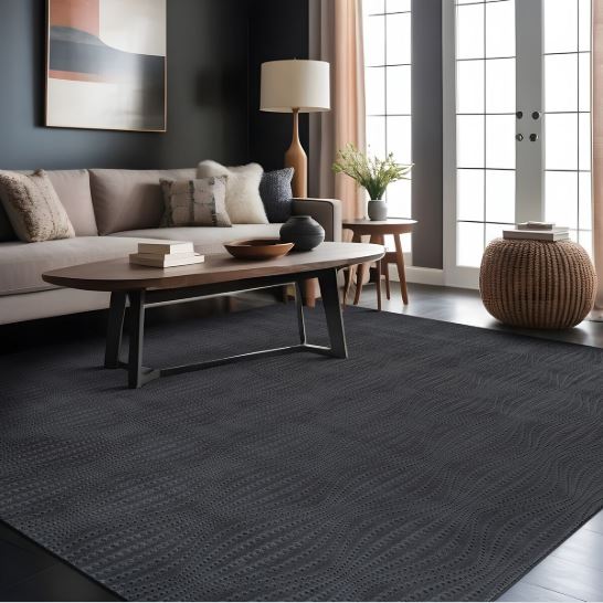 Beverly Rug Serenity Solid Modern Non Slip Soft Indoor Area Rug - 5X7 - Dark Gray
