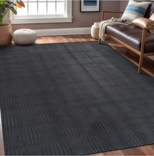 Beverly Rug Serenity Solid Modern Non Slip Soft Indoor Area Rug - 5X7 - Dark Gray