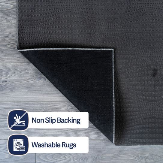 Beverly Rug Serenity Solid Modern Non Slip Soft Indoor Area Rug - 5X7 - Dark Gray