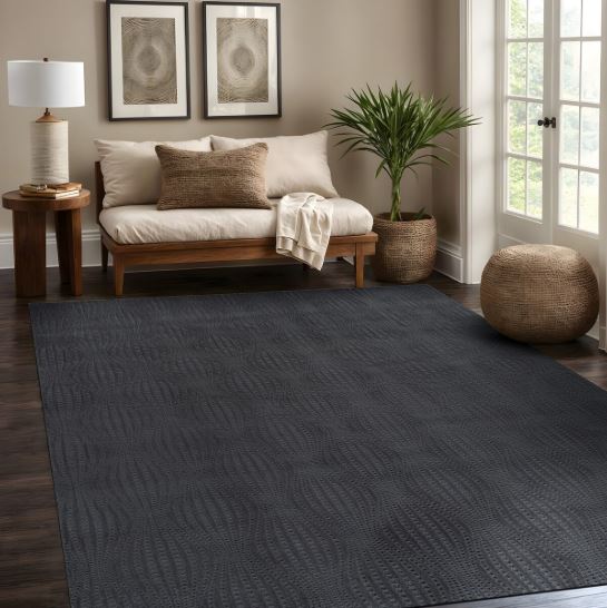 Beverly Rug Serenity Solid Modern Non Slip Soft Indoor Area Rug - 5X7 - Dark Gray