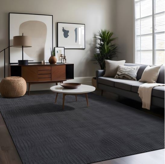 Beverly Rug Serenity Solid Modern Non Slip Soft Indoor Area Rug - 5X7 - Dark Gray