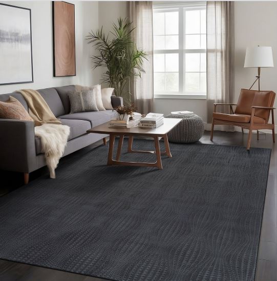 Beverly Rug Serenity Solid Modern Non Slip Soft Indoor Area Rug - 5X7 - Dark Gray