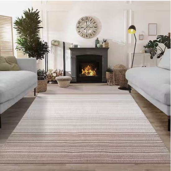 6 ft. x 9 ft. Ivory Cassie Stripe Area Rug