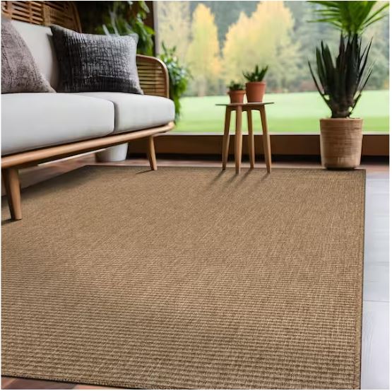 Terra Fiber Easy Jute Natural 6 ft. x 9 ft. Solid Indoor Outdoor Area Rug