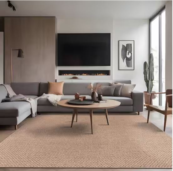 Terra Fiber Easy Jute Natural 6 ft. x 9 ft. Solid Indoor Outdoor Area Rug