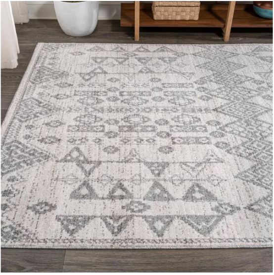 Idris Tribal Diamond Geometric Gray/Beige 4 ft. x 6 ft. Area Rug