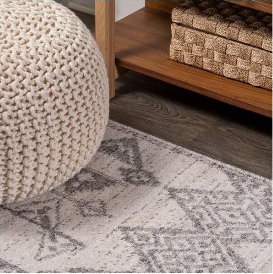 Idris Tribal Diamond Geometric Gray/Beige 4 ft. x 6 ft. Area Rug