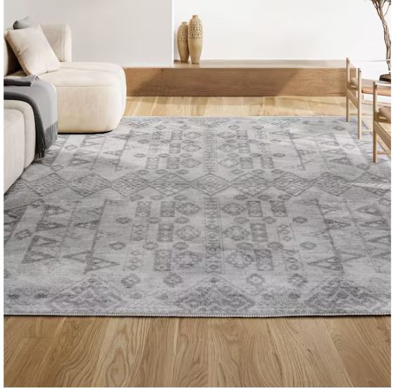 Idris Tribal Diamond Geometric Gray/Beige 4 ft. x 6 ft. Area Rug