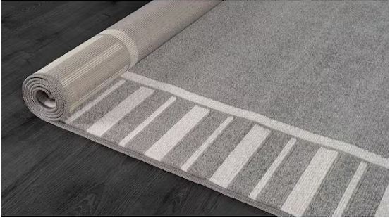 Edge Gray 6 ft. x 9 ft. Rubber Back Washable Geometric Border Indoor Outdoor Patio Area Rug