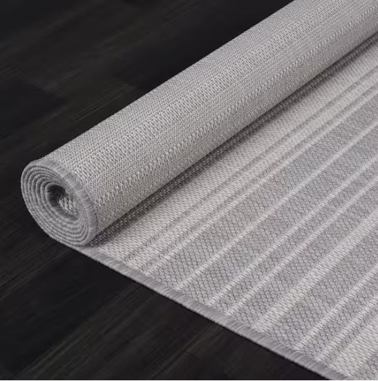 Waikiki Grey/White 6 ft. x 9 ft. Stripe Indoor/Outdoor Area Rug