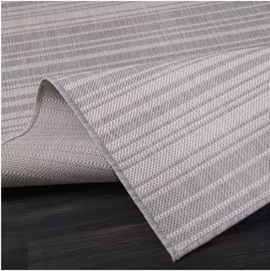 Waikiki Grey/White 6 ft. x 9 ft. Stripe Indoor/Outdoor Area Rug