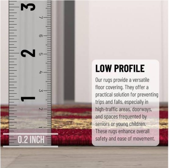 House Collection Non-Slip Rubberback Trellis Design 3 x 5 Indoor Area Rug, 3 ft. 3 in. x 4 ft. 7 in., Red Trellis