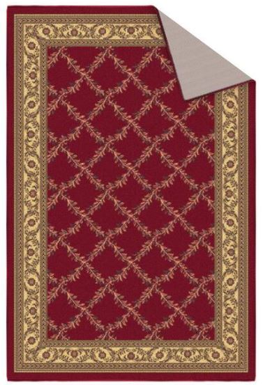 House Collection Non-Slip Rubberback Trellis Design 3 x 5 Indoor Area Rug, 3 ft. 3 in. x 4 ft. 7 in., Red Trellis