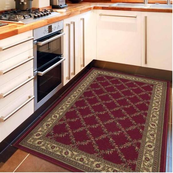 House Collection Non-Slip Rubberback Trellis Design 3 x 5 Indoor Area Rug, 3 ft. 3 in. x 4 ft. 7 in., Red Trellis