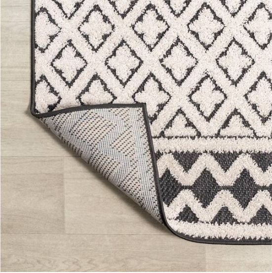 Ormond High-Low Modern Trellis Geometric Cream/Black 4 ft. x 6 ft. Indoor/Outdoor Area Rug