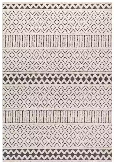 Ormond High-Low Modern Trellis Geometric Cream/Black 4 ft. x 6 ft. Indoor/Outdoor Area Rug