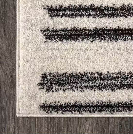 Khalil Modern Berber Stripe Cream/Black 4 ft. x 6 ft. Area Rug